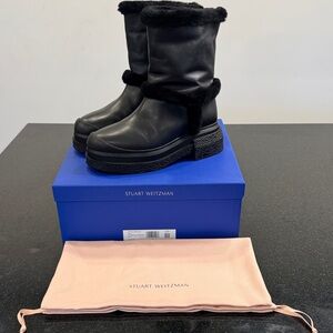 Stuart Weitzman Black Shearling Charli Winter Boots 8.5/39